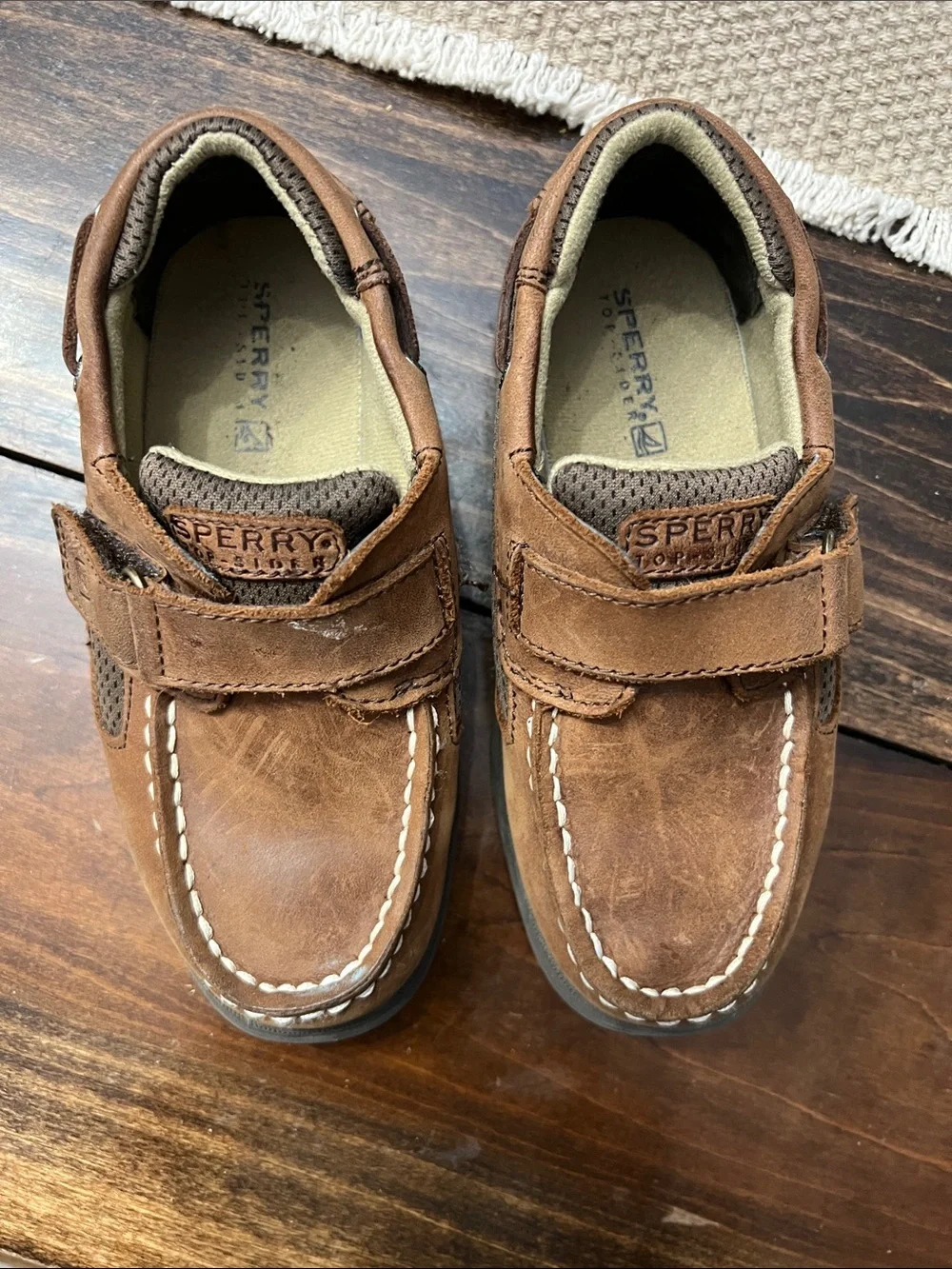 Sperry Boys Brown Hook-and-Loop Moccasin Shoes